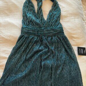 Ailey Gold and Teal Blue Skater Dress